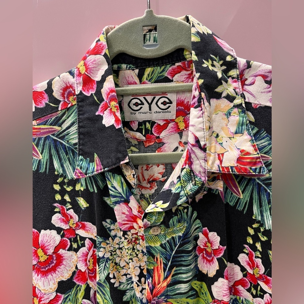 Rockabilly vintage baggy Hawaiian Tiki button down RED EYE shirt-M - Picture 4 of 6